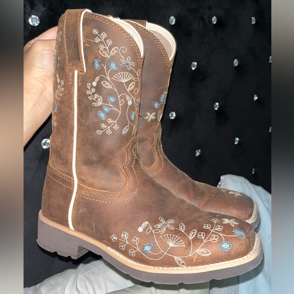 Embroidered Brown Cowboy Boots